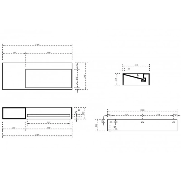 Тумба с раковиной подвесная Abber Stein AS2640-1.2 120 см белая матовая (детальная фотография), современная, hi-tech
