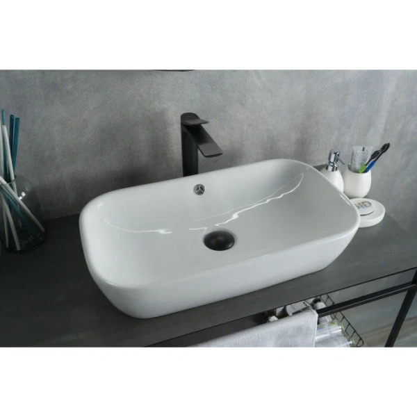 Раковина GID Geometrico N9217 61 см белая 51132 (детальная фотография), в форме чаши, прямоугольной формы