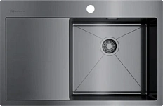 Мойка для кухни Omoikiri Akisame 78-GM-R 78 см вороненая сталь чаша справа