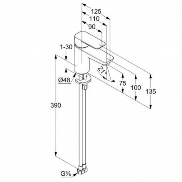 Смеситель для раковины Kludi Pure&Style черный матовый 400283975 (детальная фотография), для раковины