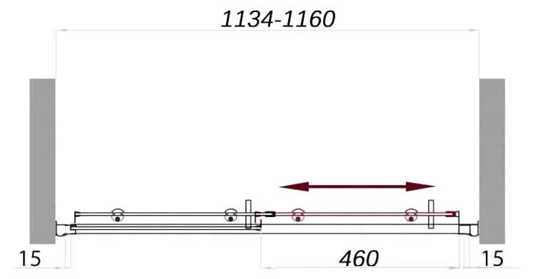 Душевая дверь в нишу BelBagno Uno 115 см стекло прозрачное UNO-BF-1-115-C-Cr (детальная фотография), современные, hi-tech