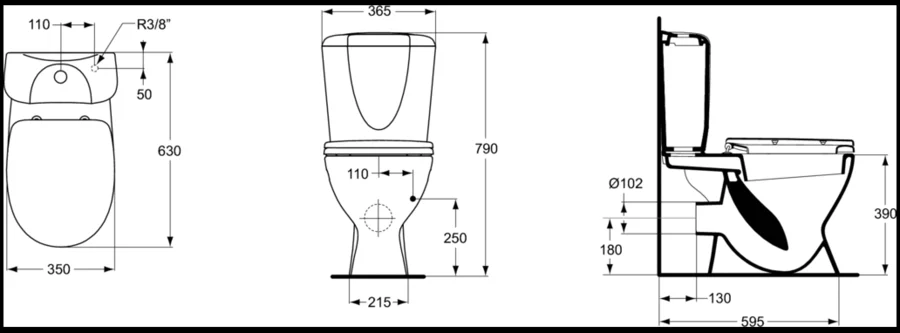 Унитаз компакт Ideal Standard Ecco Eurovit с сиденьем дюропласт, белый W904201 (детальная фотография), современные, hi-tech
