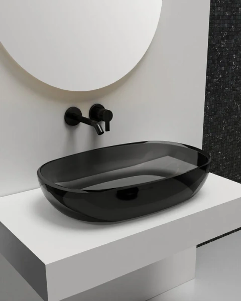 Раковина Abber Kristall 60 см черная AT2805Onyx (детальная фотография), накладные (на столешницу), пристенные