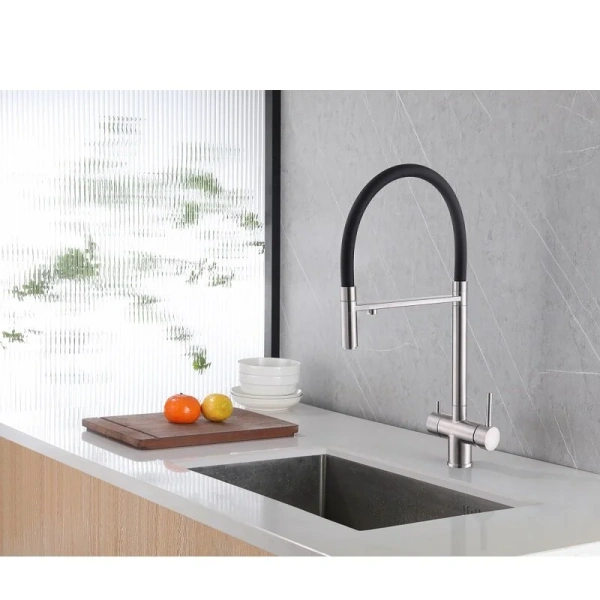 Смеситель для кухни Abber Wasser Kreis AF81141 гибкий излив (детальная фотография), современные, hi-tech