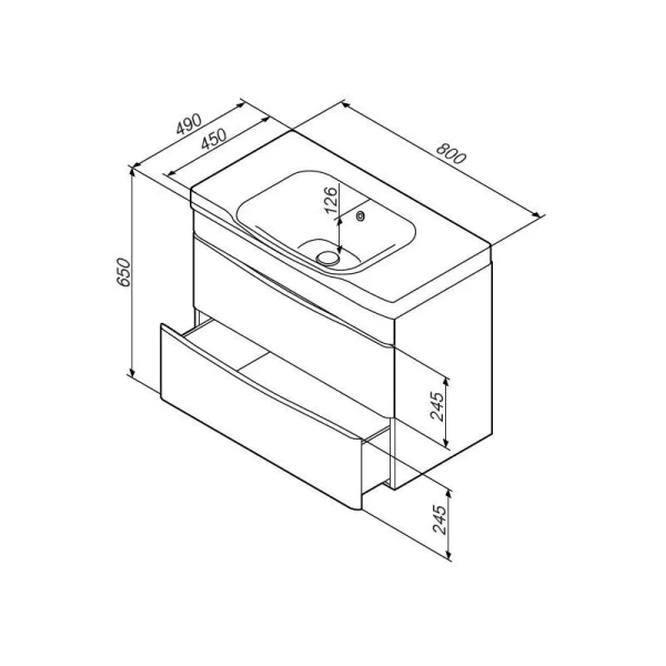 Тумба под раковину подвесная AM.PM Like 80 см 2 ящика M80FHX0802WG (детальная фотография), в наличии