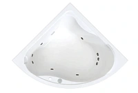 Гидромассажная ванна Радомир Альтея 2-80-2-0-0-219, 125 х 125 см, рама-подставка, фронтальная панель, слив-перелив, гидромассаж Релакс хром КУ 100, датчик уровня воды, массаж спины, ступней, боковых поверхностей, белая