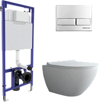 Унитаз с инсталляцией BERGES Puma кнопка хром глянец