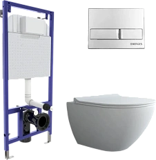 Унитаз с инсталляцией BERGES Puma кнопка хром глянец