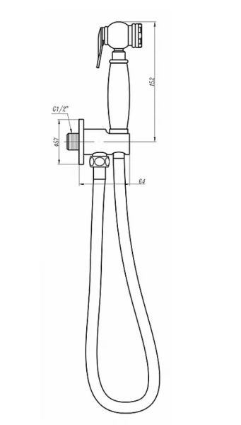 Гигиенический душ с держателем и шлангом Cezares Lira хром CZR-C-IFSC1-01 (детальная фотография), комплект с лейкой, шлангом и держателем