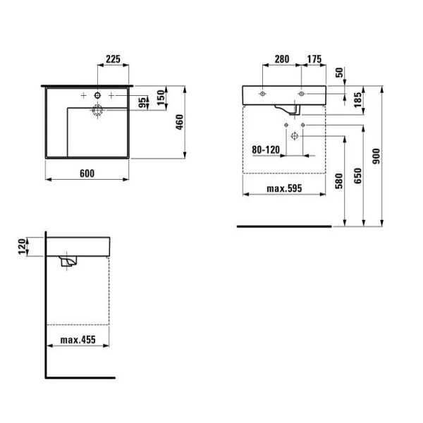 Раковина Laufen Kartell 60 см без отверстия для смесителя полка слева 8.1033.5.000.112.1 (детальная фотография), современные, hi-tech