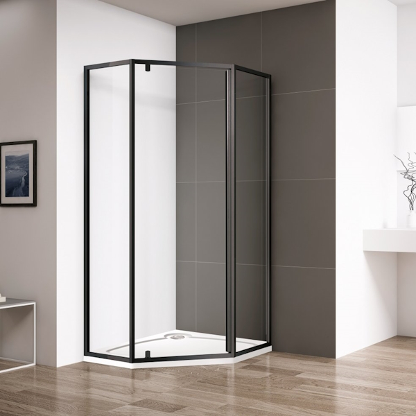 Душевой уголок Cezares Eco 90х90 см стекло прозрачное профиль черный ECO-O-P-1-90-C-NERO (детальная фотография)