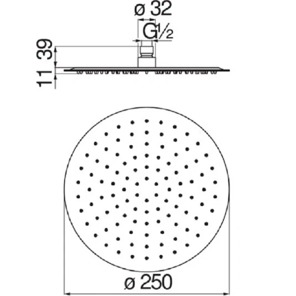 Верхний душ Nobili Rubinetterie черный матовый AD139/121BM (детальная фотография), верхние души