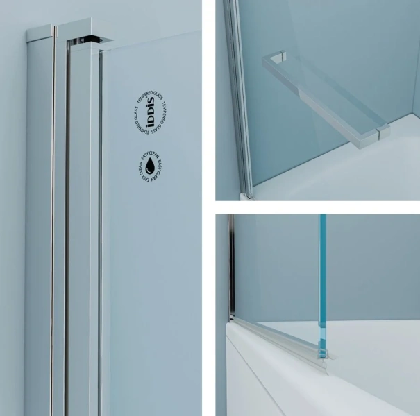 Шторка для ванны IDDIS Ray 80х140 см глянцевый алюминиевый профиль RAY6CS8i90 (детальная фотография), современные, hi-tech