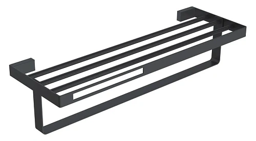 Полочка для ванной Boheme Q с полотенцедержателем, черная - фото 11