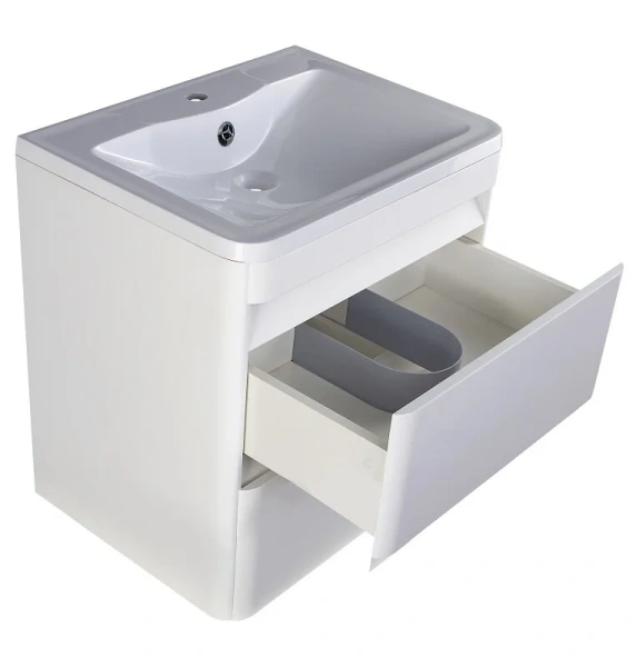 Тумба под раковину подвесная Style Line Атлантика 60 см белая СС-00002206 (детальная фотография), подвесная, пристенная