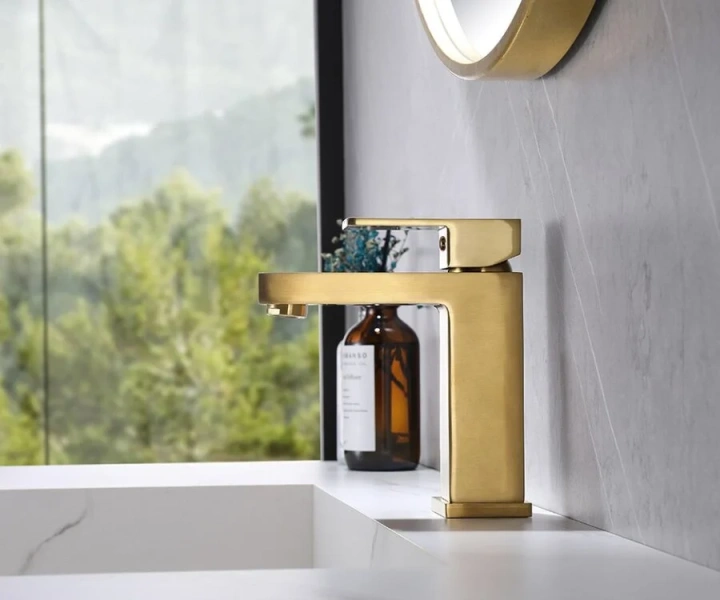 Смеситель для раковины Abber Daheim золото матовое AF8210G (детальная фотография), современные, hi-tech