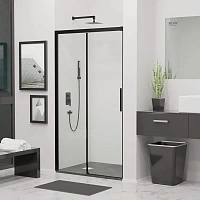 Душевая дверь в нишу RGW Leipzig LE-12-B 140 см профиль черный, стекло прозрачное