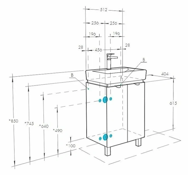 Тумба с раковиной напольная Акватон Скай 1A238101SY010 55 см с двумя дверцами (детальная фотография), в наличии, нет в наличии