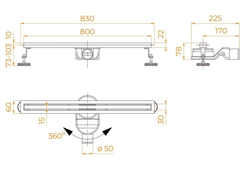 Душевой трап RGW SDR-54 80 см хром 79215480-01 (детальная фотография), душевой трап
