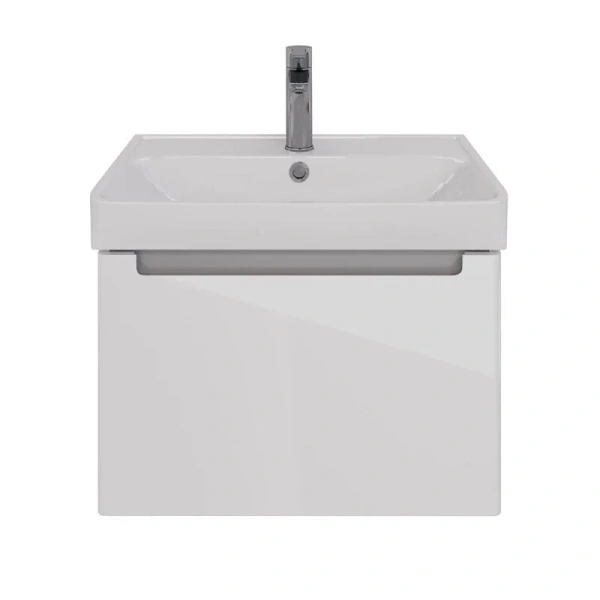 Тумба под раковину подвесная Lemark Buno Mini 60 см белый глянец LM05BM60T (детальная фотография), подвесная, пристенная