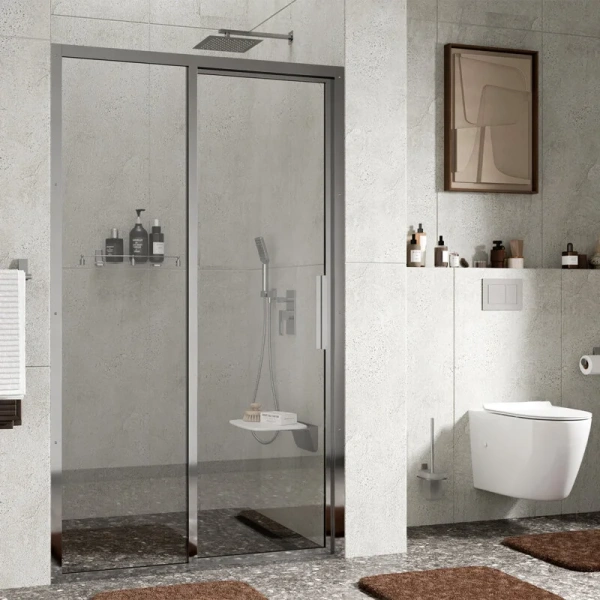 Душевая дверь WasserKRAFT Lopau 32S05 120 см профиль хром (детальная фотография), стеклянные