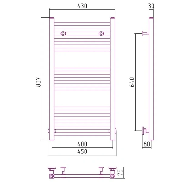 Полотенцесушитель водяной Сунержа Модус 40х80 см шампань 020-0250-8040 (детальная фотография), современные, hi-tech