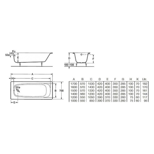 Ванна с противоскользящим покрытием Roca Continental 160х70 см 21291200R (детальная фотография), без гидромассажа, недорогие, большие