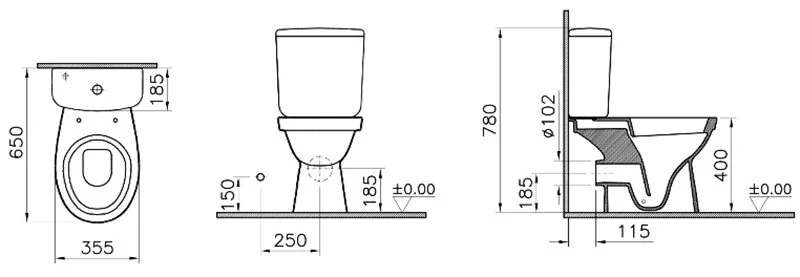 Унитаз-компакт напольный Vitra Norm Fit 9844B099-7200 (детальная фотография), современные, hi-tech
