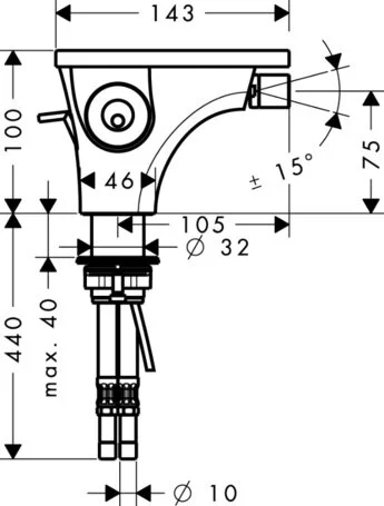 Смеситель для биде Axor Massaud 18210000 (детальная фотография), для биде