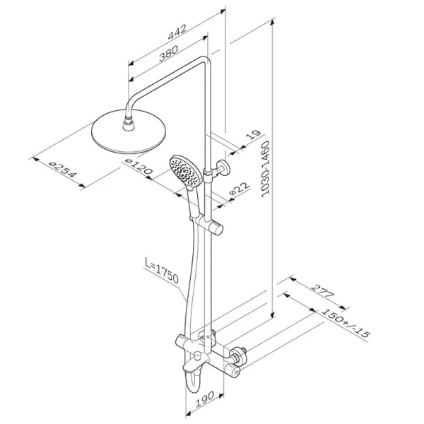 Душевая стойка Am.Pm Like с термостатом F0780564 (детальная фотография), современные, hi-tech