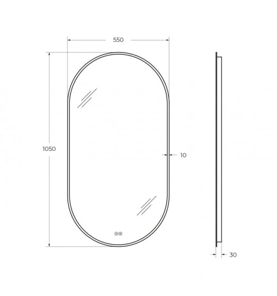 Зеркало с подсветкой Cezares 55 см с сенсорным выключателем CZR-SPC-ELS-550-1050-RGB-TCH (детальная фотография)