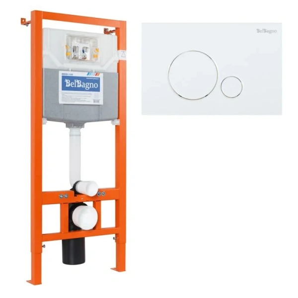 Инсталляция для унитаза BelBagno кнопка белая BB001-120/BB014-SR-BIANCO (детальная фотография)