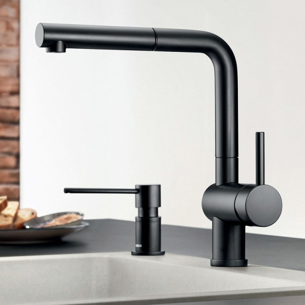 Смеситель для кухни Blanco Linus-S черный матовый 525807 (детальная фотография), современные, hi-tech