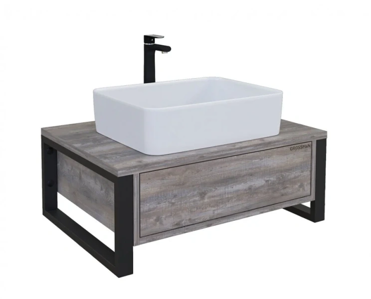 Тумба под раковину подвесная Grossman Фарго 60 см бетон пайн 106023 (детальная фотография)
