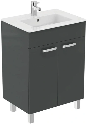 Тумба под раковину напольная Ideal Standard Tempo 60 см серая глянцевая - фото 1