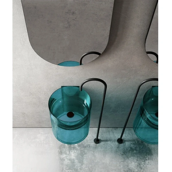 Раковина Abber Kristall 42 см бирюзовая AT2704Aquamarin (детальная фотография), круглой формы