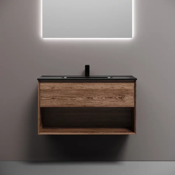 Тумба под раковину подвесная Sancos Marmi 1.0 90 см дуб чарльстон MR1.090ECH (детальная фотография), под дерево