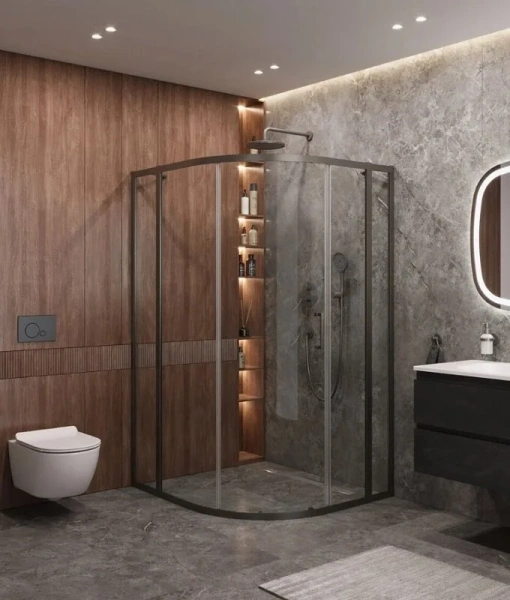 Душевой уголок Cezares Molveno 120х110 см прозрачное стекло профиль оружейная сталь MOLVENO-RH-11-120/110-C-GM-IV (детальная фотография), другие