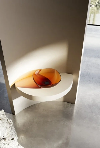 Раковина Abber Kristall 43 см коричневая AT2806Opal (детальная фотография), накладные (на столешницу), пристенные