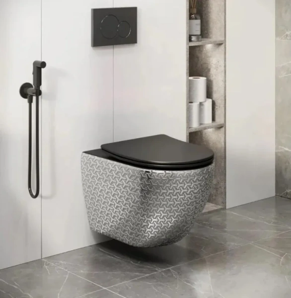 Унитаз подвесной Grossman Color серебро/черный GR-4411SBRS (детальная фотография), подвесные, встраиваемые