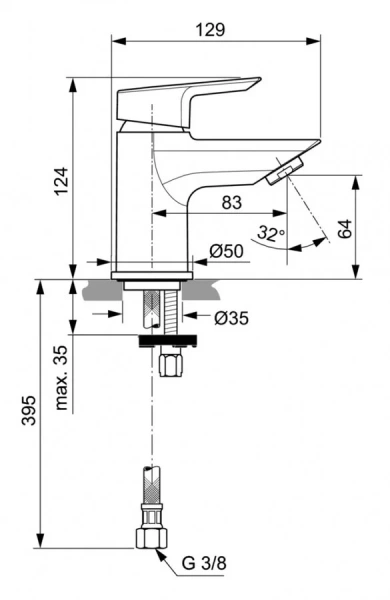 Смеситель для раковины Ideal Standard Tesi хром A6568AA (детальная фотография), для раковины