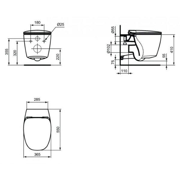 Схема (детальная фотография), без бачка, со скрытым бачком