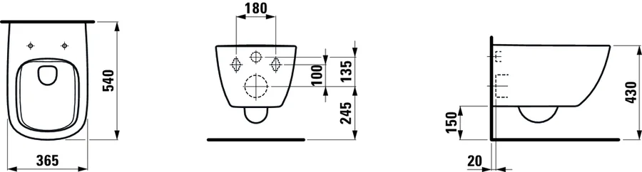 Унитаз подвесной Laufen Palomba безободковый 8.2080.2.000.000.1 (детальная фотография), подвесные, встраиваемые
