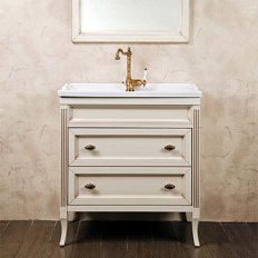 Тумба под раковину, цвет слоновая кость с патиной матовый, фурнитура бронза, La Beaute Vivien