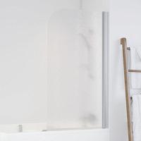 Душевая шторка на ванную профиль матовый хром стекло шиншилла Vegas-glass