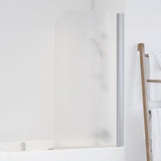 Душевая шторка на ванную профиль матовый хром стекло шиншилла Vegas-glass