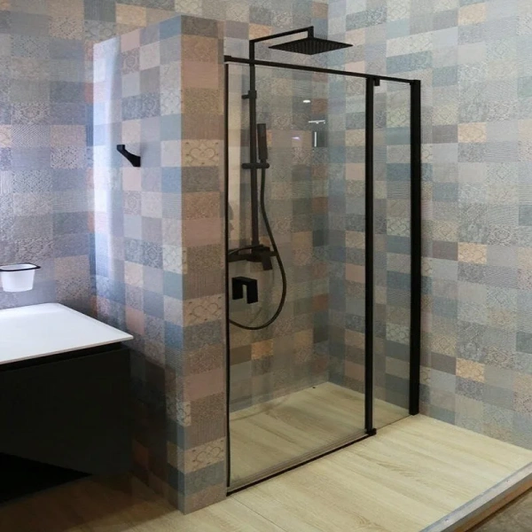 Душевая дверь в нишу Cezares Urban 150 см стекло прозрачное, профиль черный URBAN-B-12-150-C-NERO (детальная фотография), черные