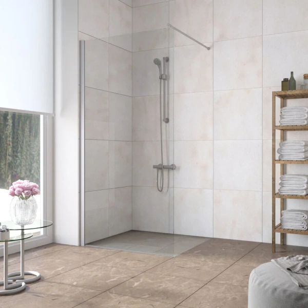 Душевая перегородка Vegas-Glass EAF LUX профиль матовый хром EAF LUX 96 07 01 (детальная фотография)