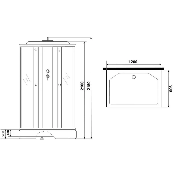 Душевая кабина Niagara Promo 120х90 см стекло матовое P120/90/26Q/MT (детальная фотография), прямоугольные