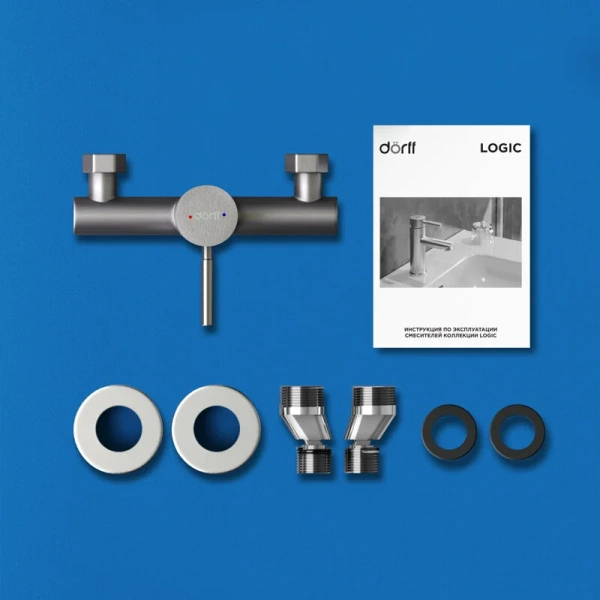Смеситель для душа Dorff Logic New из нержавеющей стали D3020000SS (детальная фотография), однорычажные, двухрычажные